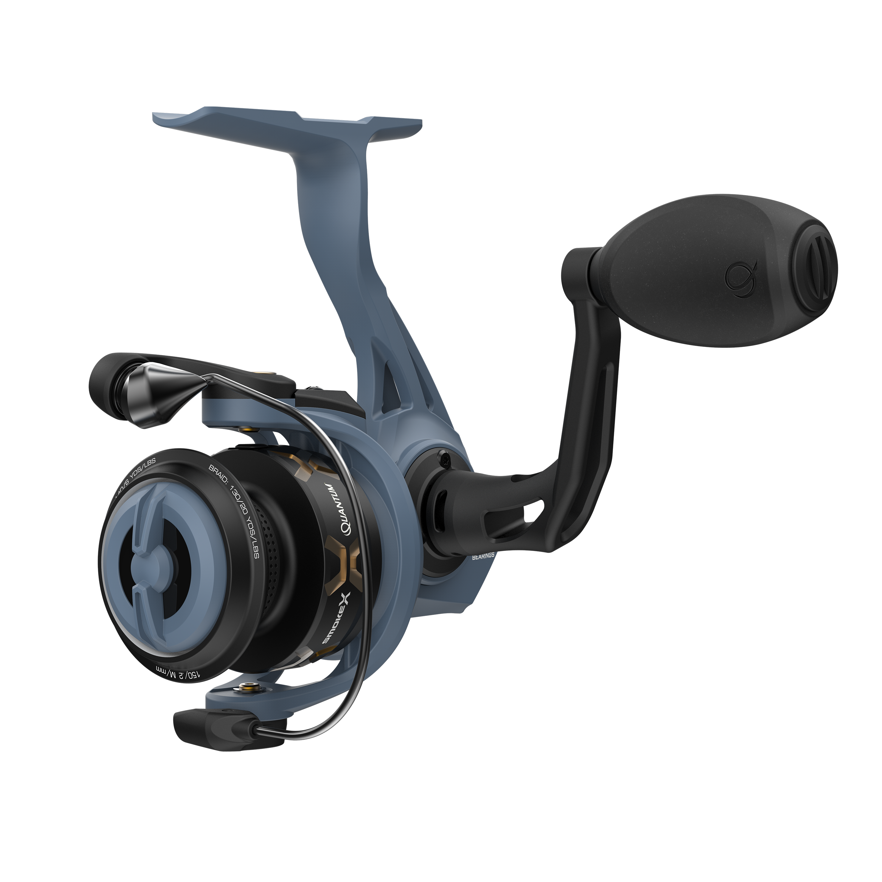 Quantum Smoke X Baitcast Fishing Reel, Size 100 Reel, Left-Hand Retrieve,  Oversized Non-Slip Handle Knobs and Continuous Anti-Reverse Clutch, One